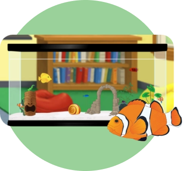 ABCMouse interactive classroom aquarium with tropical fish