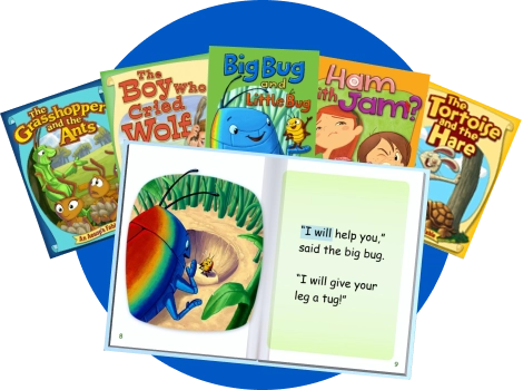 ABCMouse digital library featuring children’s books like The Tortoise and the Hare and Big Bug and Little Bug