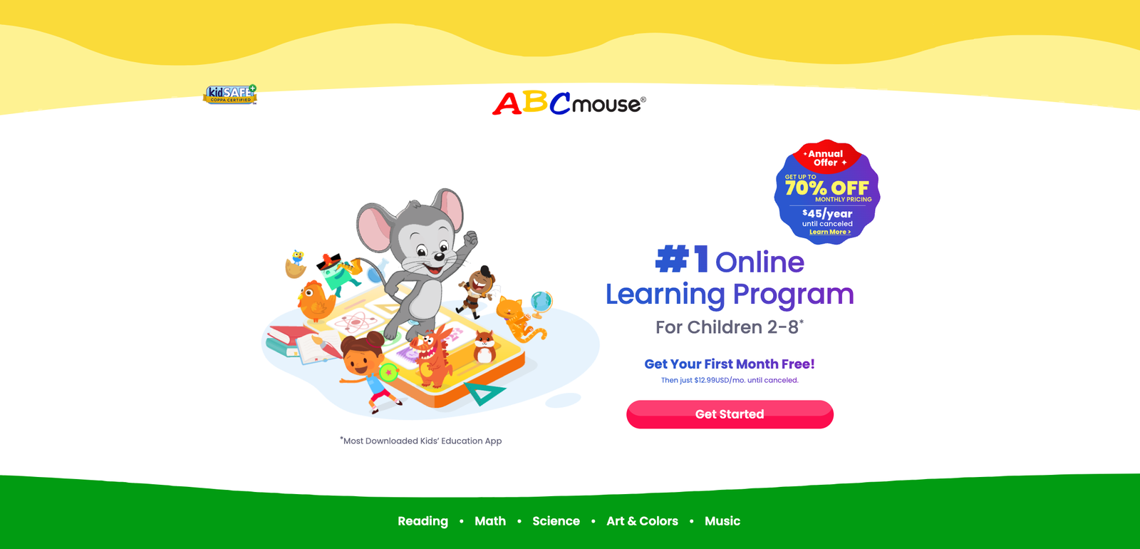 ABCMouse - #1 Online Learning Program for Kids Aged 2-8 Offering Reading, Math, Science, Art & Colors Education